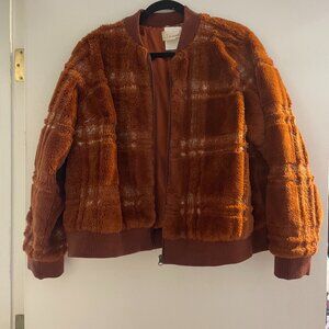Anthropologie Faux Fur Bomber Jacket
